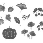 秋素材イラスト・モノクロ