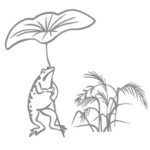 鳥獣戯画風・カエルのイラスト