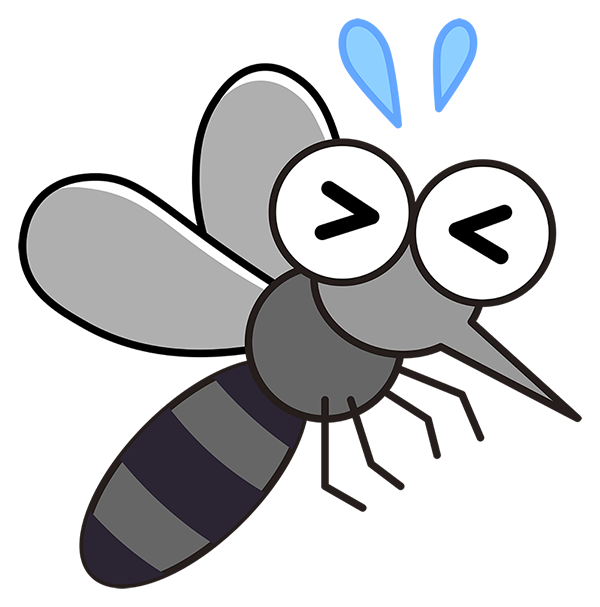 蚊のシンプルなイラスト素材・嫌がる・かわいい